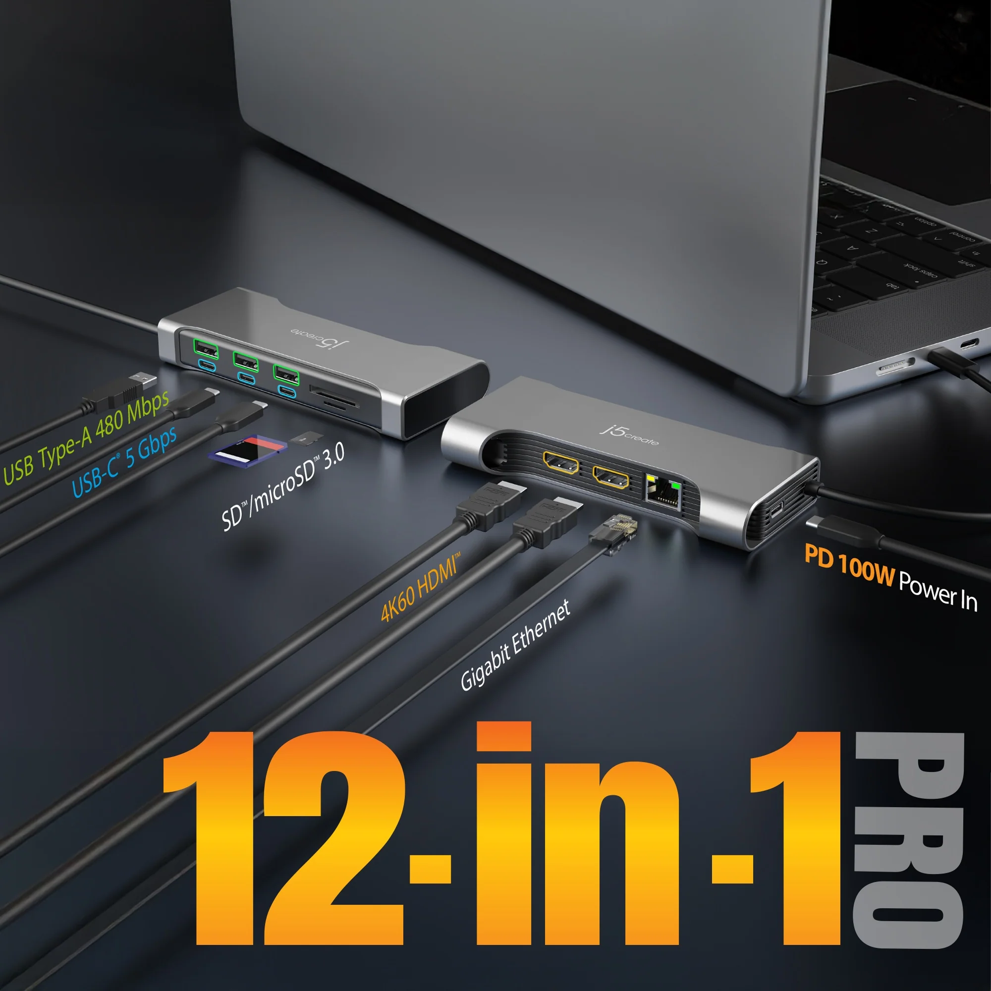 Flexible Ports USB-C® Dual 4K60 HDMI™ Hub - Pro 12-in-1 - Image 6