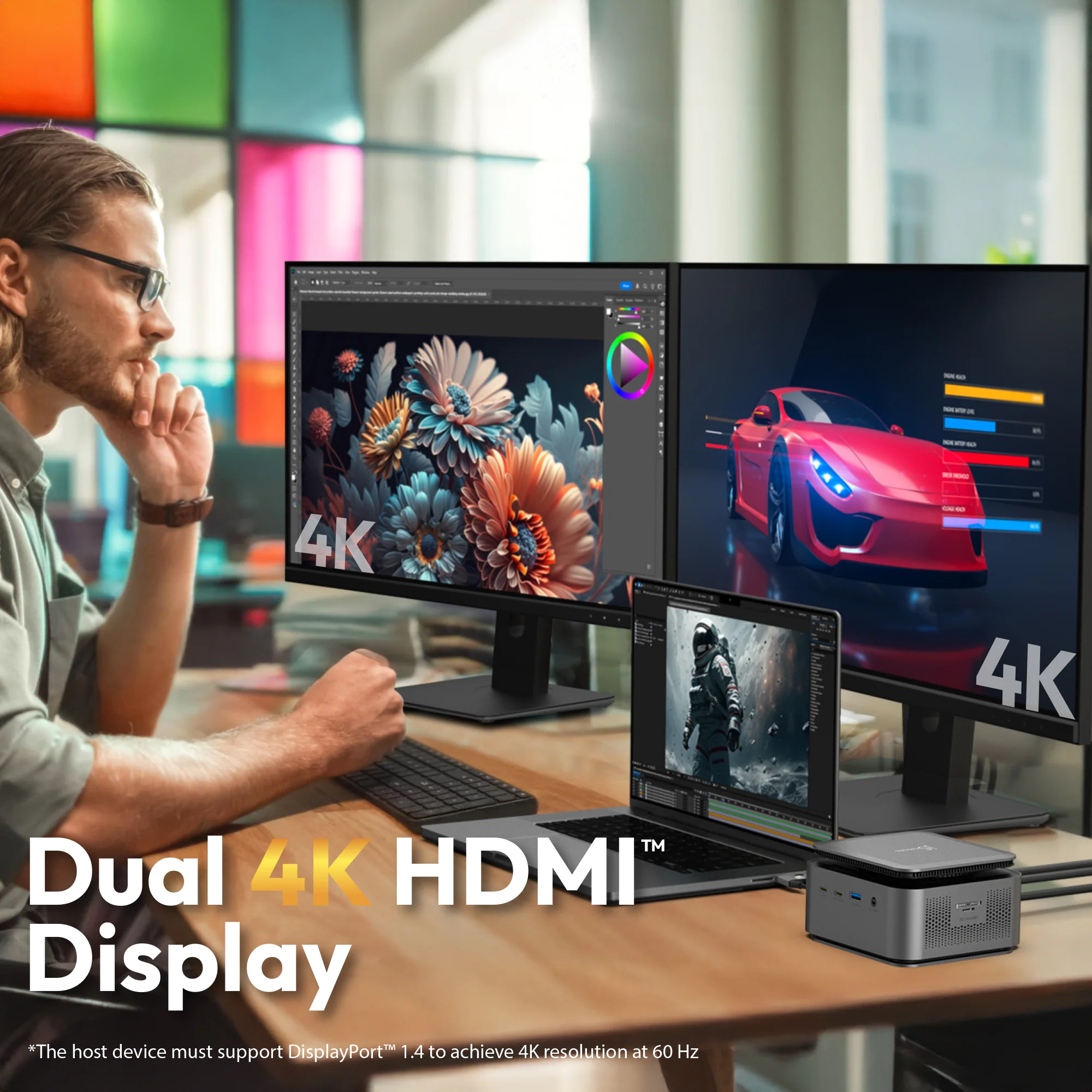 Dual 4K Powerbase Docking Station with Cable Management - Image 7
