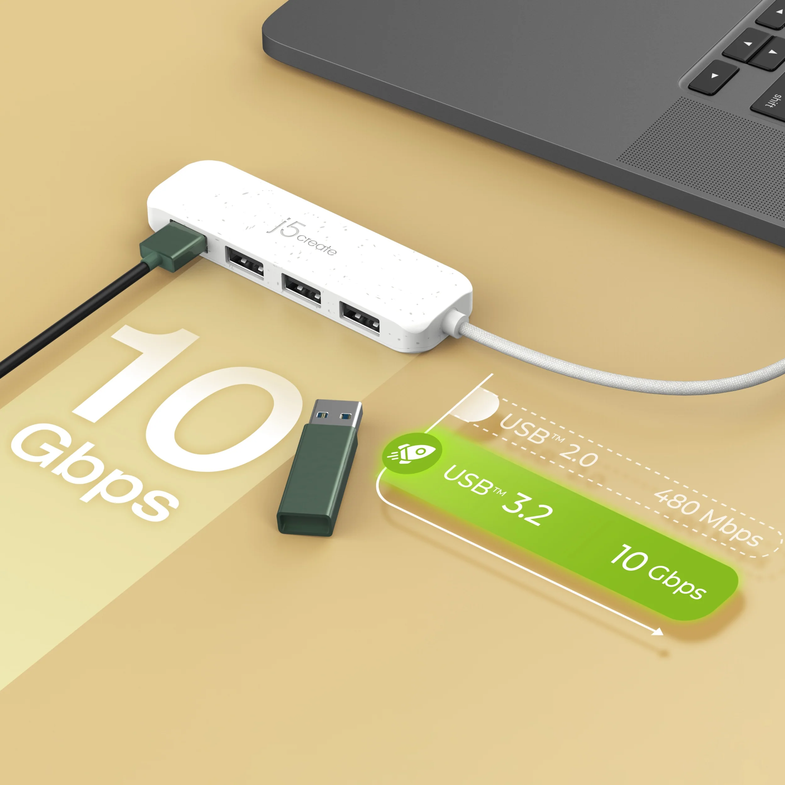 Eco-Friendly USB-C® to 4-Port Type-A Gen 2 Hub - Image 16