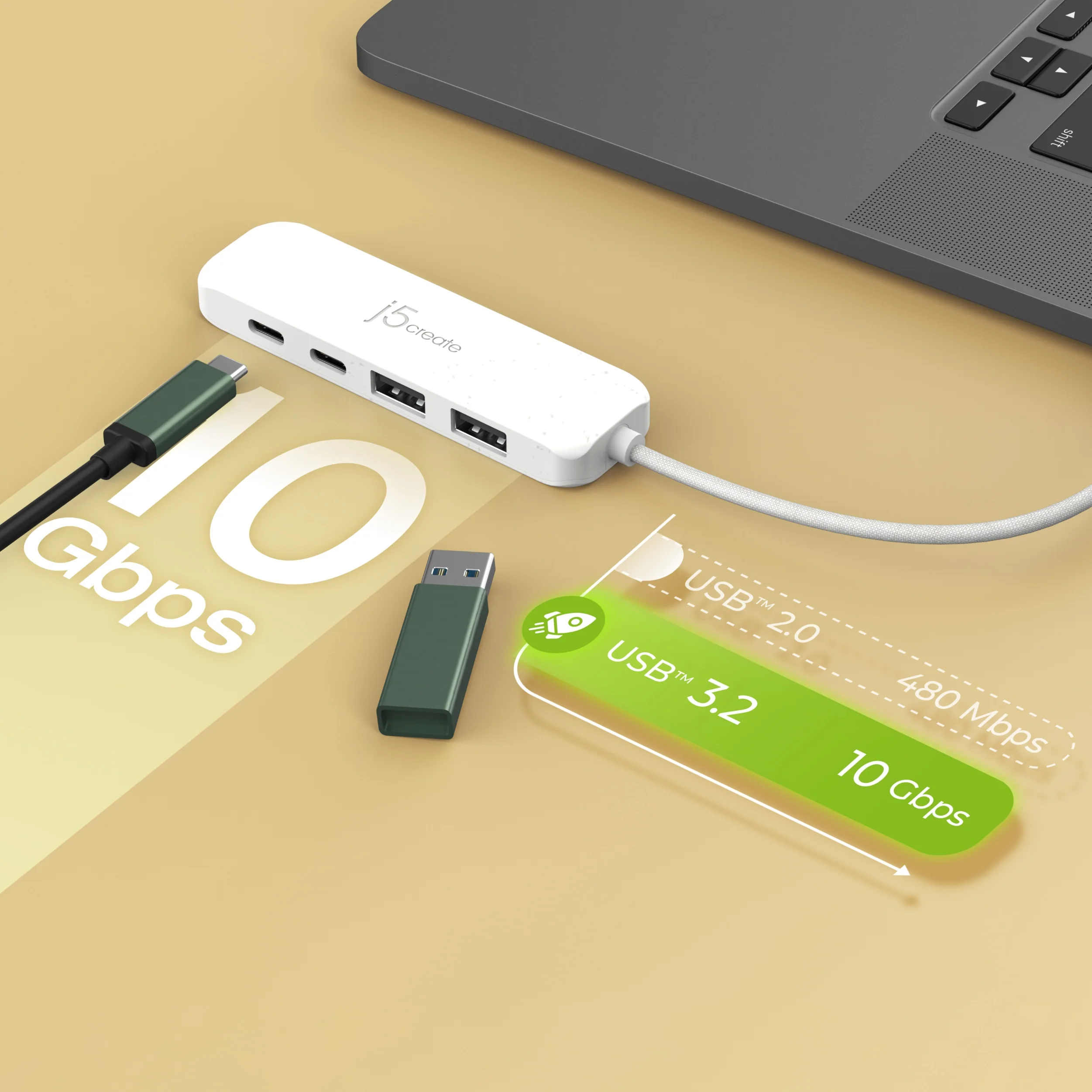 Eco-Friendly USB-C® to 4-Port Type-C & Type-A Gen 2 Hub - Image 17