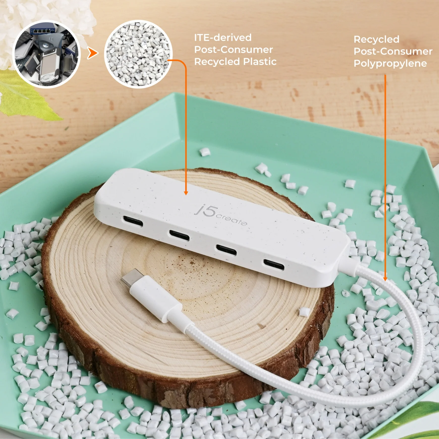 Eco-Friendly USB-C® to 4-Port Type-C Gen 2 Hub - Image 13