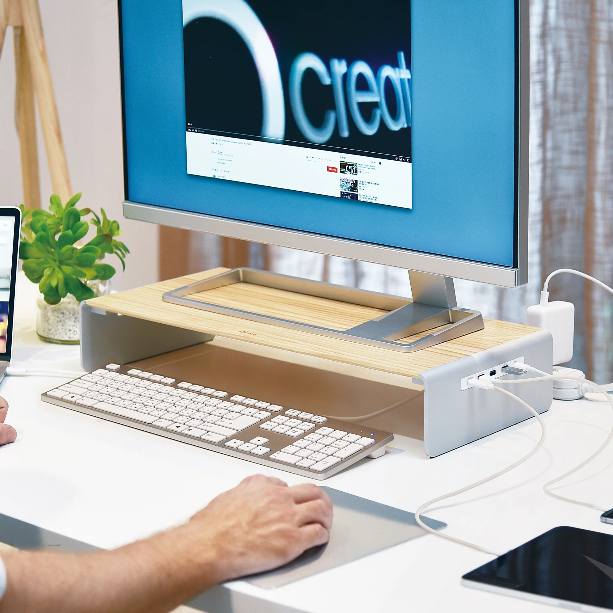 Wood Monitor Stand with Docking Station - Image 4