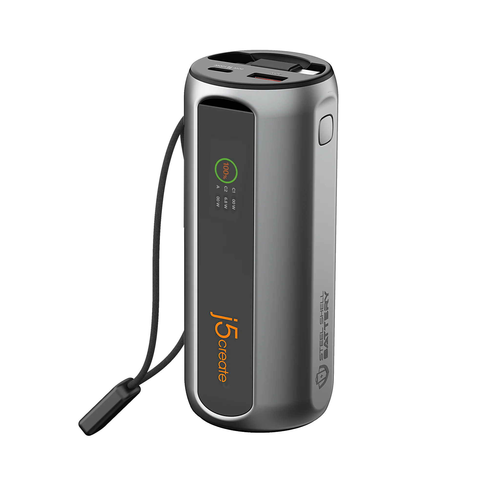 10000mAh PD 100W 2-Port Power Bank with Retractable USB-C® cable - Image 3