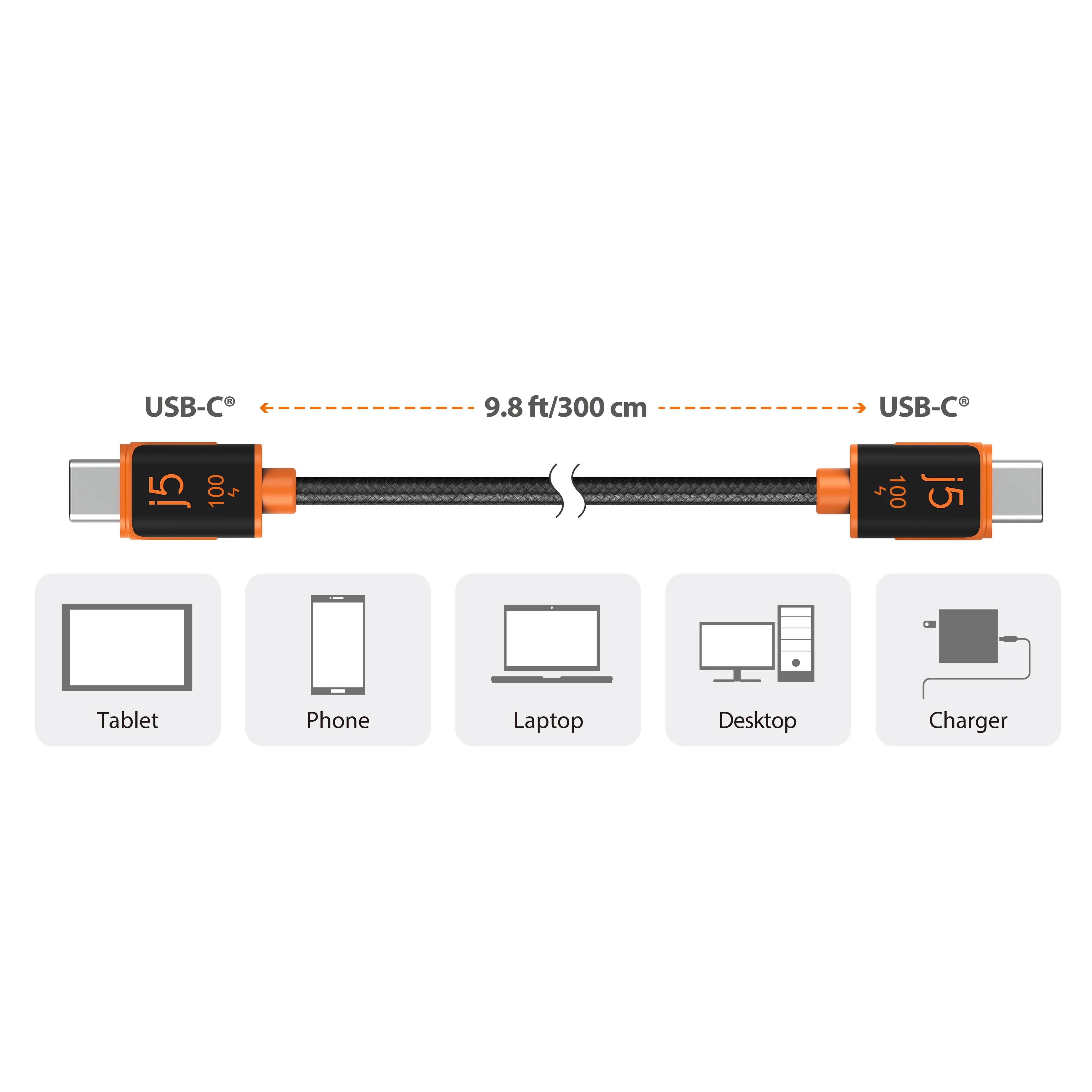 USB-C® 100W Sync & Charge Cable 9.8 FT - Image 10