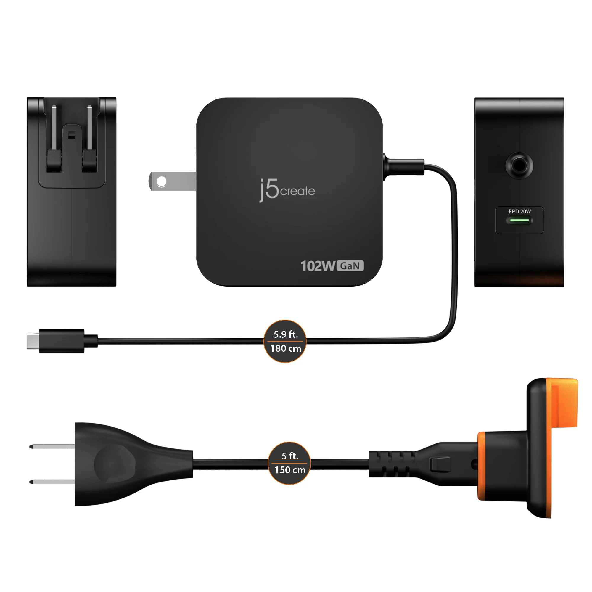 102W Nano Super Charger for USB-C® 2-Port (GaN Power) With AC Extension Kits - Image 3
