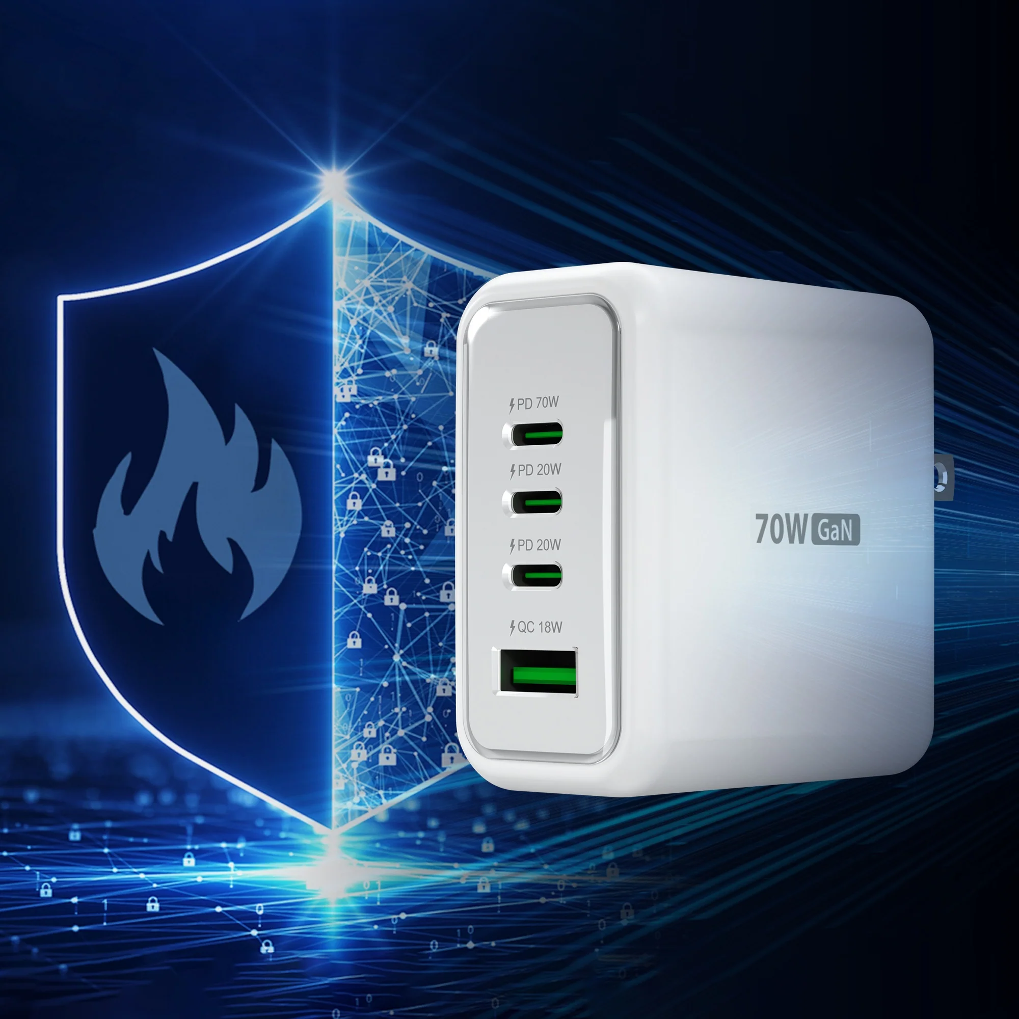 70W GaN USB-C® 4-Port Charger with changeable AC plugs - Image 8