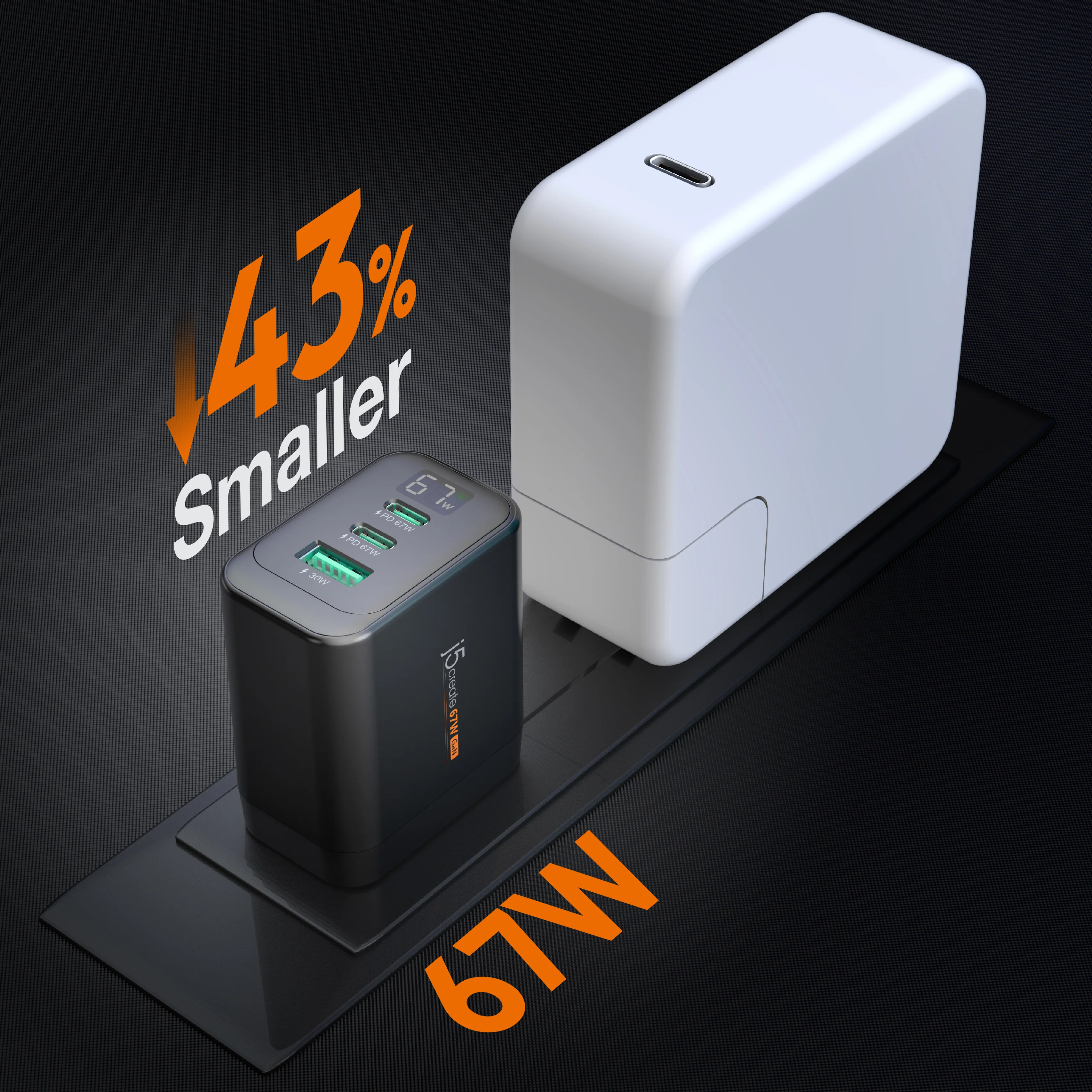 67W 3-Port GaN Display Charger - Image 9